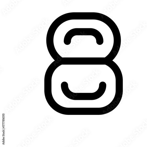 Number 8 icon showing a bold numeric symbol for counting, calculation, labeling, and digital display use