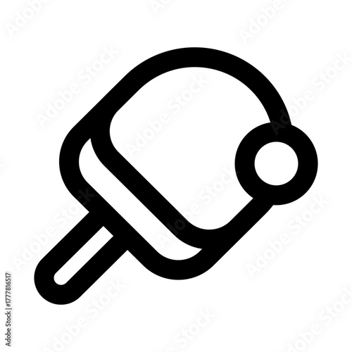 Ping Pong icon showing a table tennis paddle and ball in motion for fast-paced sports action