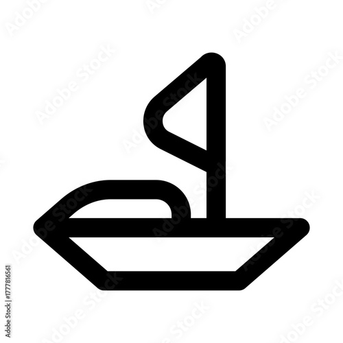 Sailboat icon showing a sleek vessel gliding through water with sails capturing wind and motion