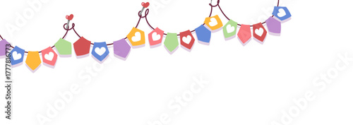 Colorful festive garland. Hand-drawn party bunting for celebration, birthday, or baby shower decoration. Vector illustration isolated on white background