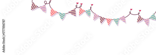 Colorful festive garland. Hand-drawn party bunting for celebration, birthday, or baby shower decoration. Vector illustration isolated on white background