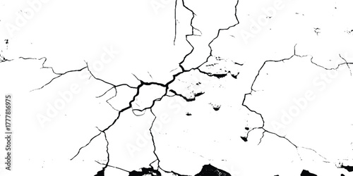 Black vector grunge style cracked texture on white background. Black and white old dirty texture. Vector eps10