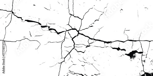 Cracked black and white surface texture, perfect for use in grunge design, vintage backgrounds. 