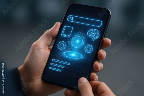 Wallpaper Mural Smartphone interface with ai, learning, and data icons for digital information access and analysis Torontodigital.ca