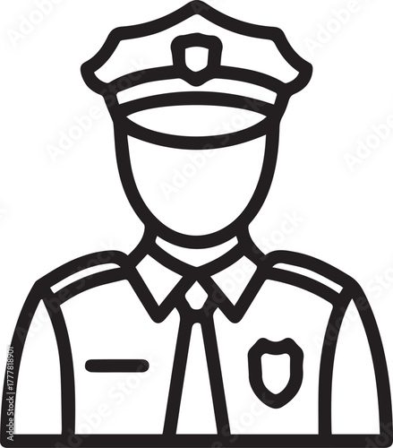 A police officer in uniform, representing law enforcement and public safety with authority and a sense of community service