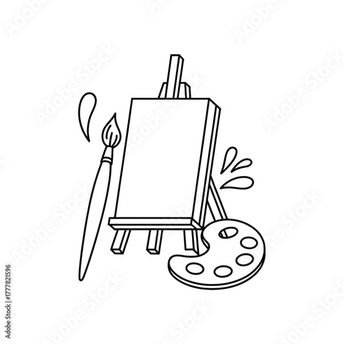 A painting artboard with brushes and colors, symbolizing creativity, imagination, and artistic expression