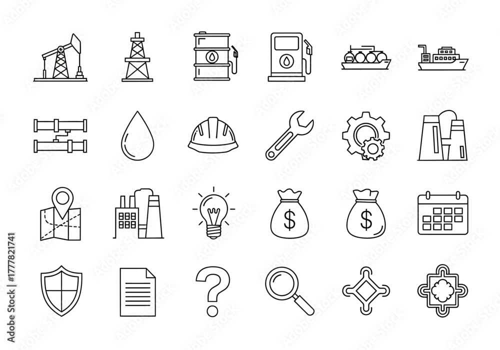 Fototapeta premium Collection of Industry and Business Related Outline Icons.