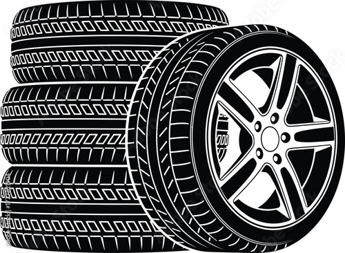 Illustration of a stack of car tires