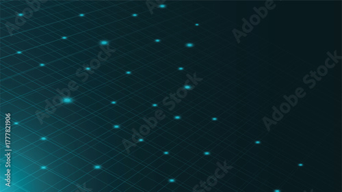 Modern digital background featuring glowing blue grid lines and light dots on dark surface, ideal for technology, innovation, luxury, and futuristic themed graphic designs