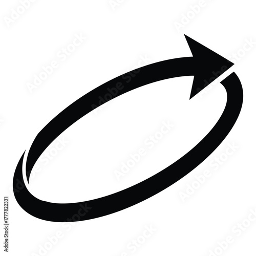 Circular arrow graphic design element representing process direction and repetition or workflow optimization concept