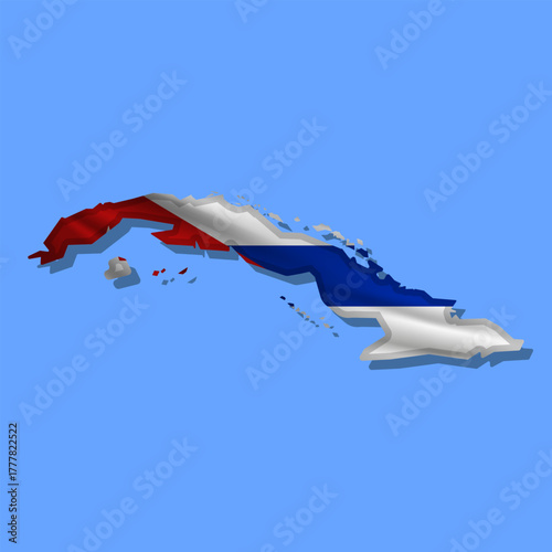 Vector flag Cuba in the form of a map