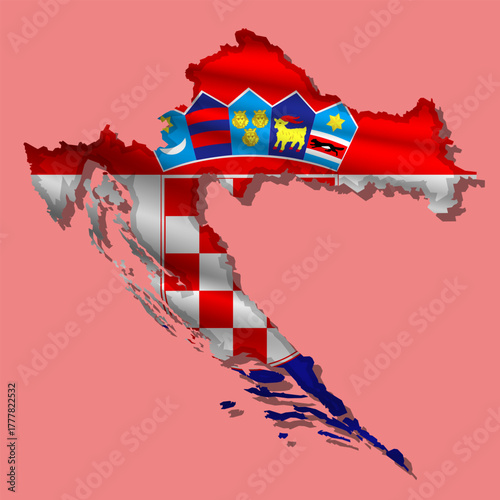 Vector flag Croatia in the form of a map
