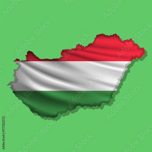 Vector flag Hungary in the form of a map