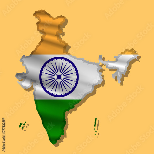 Vector flag India in the form of a map