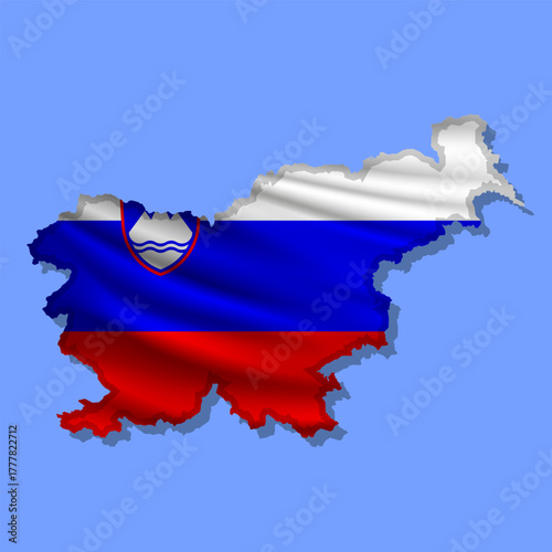 Vector flag Slovenia in the form of a map