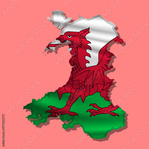 Vector flag Wales in the form of a map
