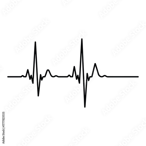 Ecg Heartbeat Line Illustration on White Background for Medical Design and Health Concepts