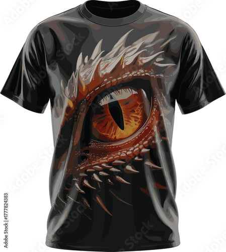 Fierce Dragon Eye - Intense Orange Reptile Iris and Scales Fantasy Vector