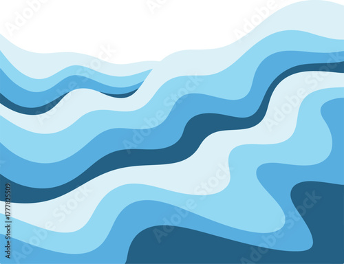 Abstract blue water wave illustration with glacial flow