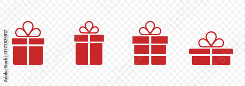 Gift box icons in Trendy Flat style. Gift boxes with ribbon icons Set. Gift box flat line silhouette set.