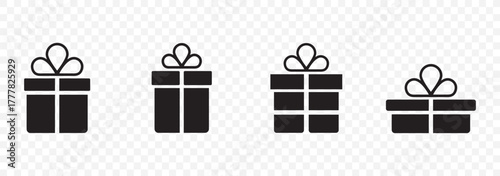 Gift box icons in Trendy Flat style. Gift boxes with ribbon icons Set. Gift box flat line silhouette set.