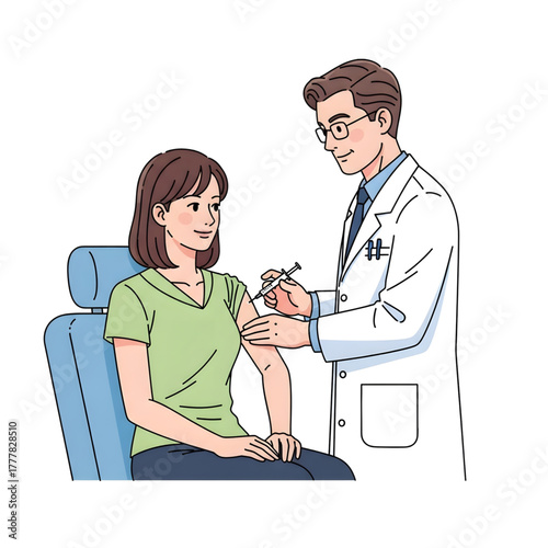 Medical Consultation: A healthcare professional administers an injection to a patient, symbolizing health, wellness, and medical care. This image embodies modern medicine and preventative treatments.