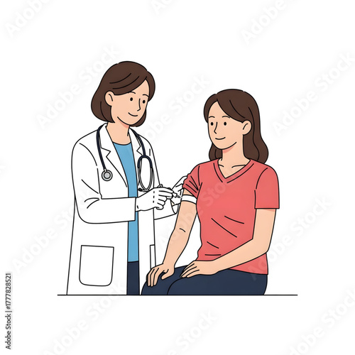 Medical Procedure in a Clinic: A compassionate healthcare provider administers a vaccination, representing public health. the environment. The focus on patient care and the medical field. 