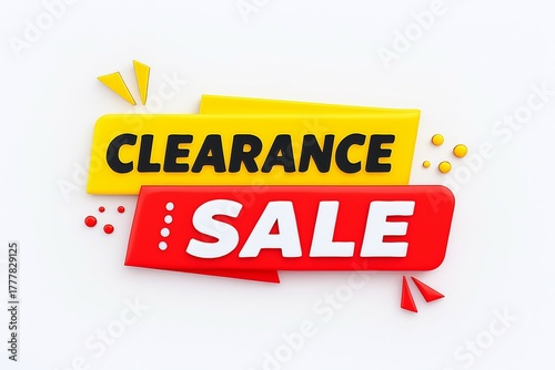 Wallpaper Mural Bright yellow and red clearance sale signs with confetti and streamers on a white background for retail promotions Torontodigital.ca