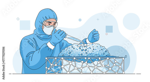 Illustration of a Scientist Conducting Research in a Controlled Environment Laboratory