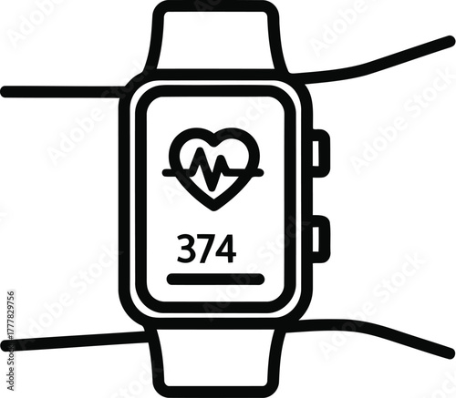 Smartwatch displaying heart rate isolated on transparent background modern wearable technology for health and fitness monitoring on wrist