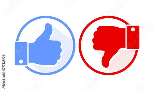Like and dislike icon. Thumbs up and thumbs down. Mail Icon symbols for web site. Illustration, vector.