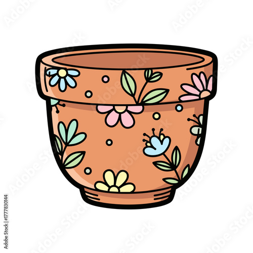 Painted terracotta pot