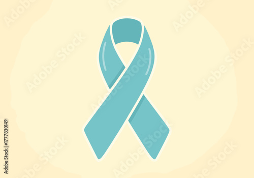 A children’s book illustration of a blue teal awareness ribbon