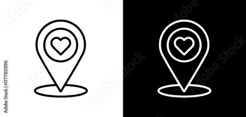 Location pin in black and white contrast