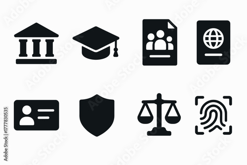 Essential travel and security icons set for digital platforms