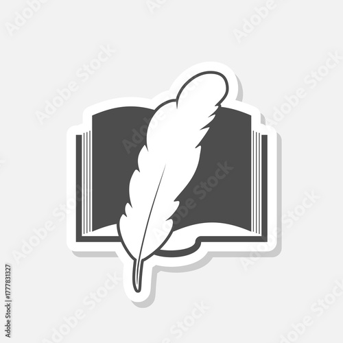 Book Story Feather Logo sticker isolated on gray background