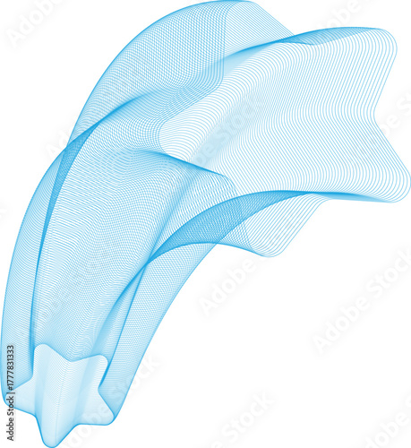 Abstract blue flowing lines design on white background with smooth curves and delicate pattern
