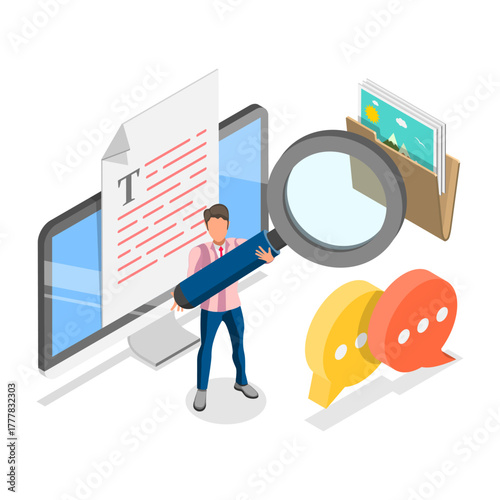 3D Isometric Flat Vector Illustration of Seo Analysis, Digital Marketing, Search Engine Optimization. Item 2