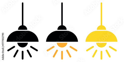 Trendy Hanging Lamp Icon Vector Illustration. Minimalist design element symbolizing Light, Illumination, Home Decor, Interior Design, Idea, and Modern Style. Perfect for lighting stores, architecture.