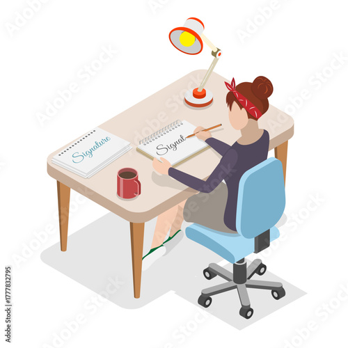 3D Isometric Flat Vector Illustration of Creativity Development , Gain Knowledge and Skills. Item 1