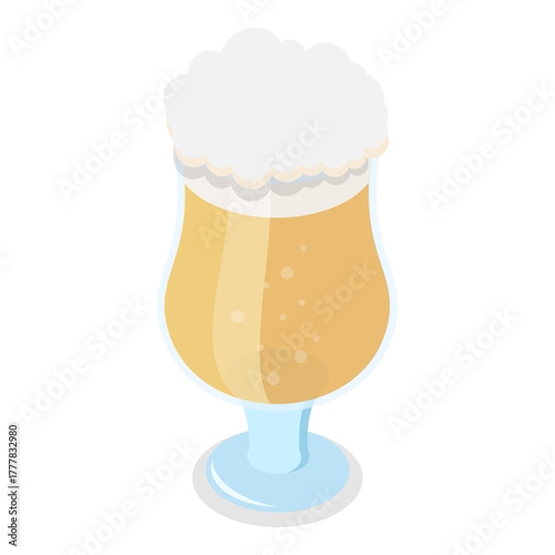 3D Isometric Flat Vector Illustration of Types Of Beer, Beverages in Recommended Glasses. Item 1