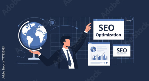 Illustrative depiction of a business professional leveraging data for seo optimization strategies