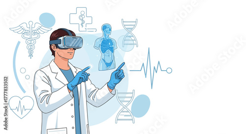 Innovative healthcare doctor using virtual reality for medical analysis and diagnosis
