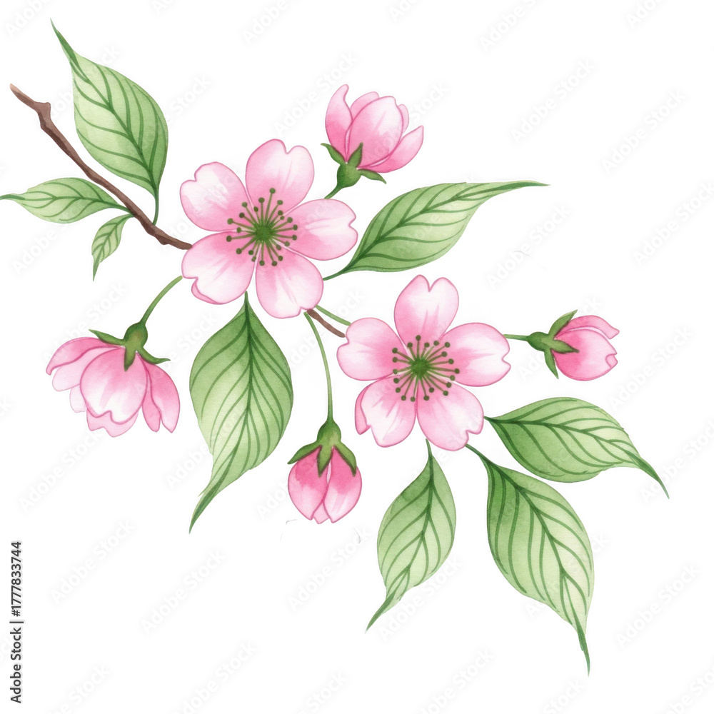 Fototapeta premium Delicate pink cherry blossoms on a dark backdrop spring floral art isolated on transparent background