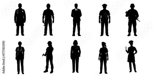 Profession silhouette. Workers vector silhouette