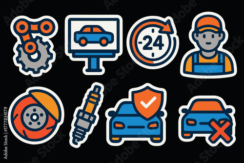 Automotive service icons collection for maintenance and repair