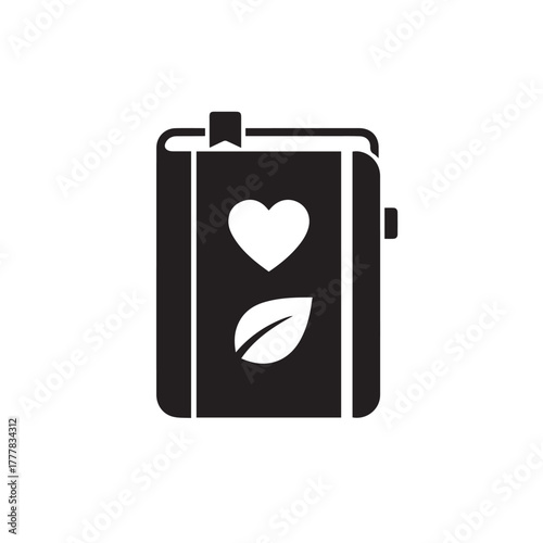 Minimal flat black and white icon. Gratitude journal