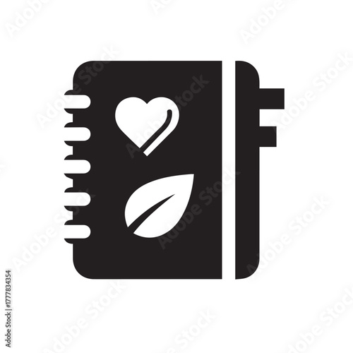 Minimal flat black and white icon. Gratitude journal
