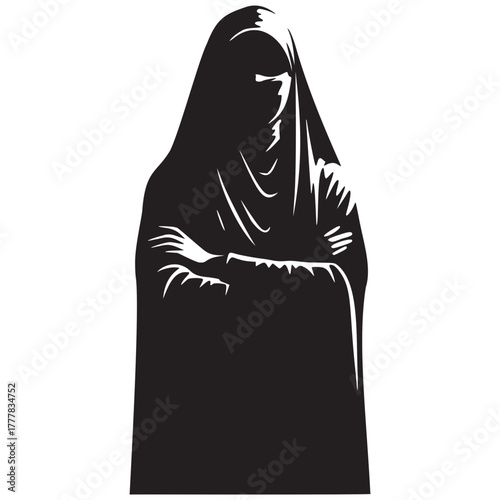 Woman in traditional attire standing confidently, representing strength and cultural identity