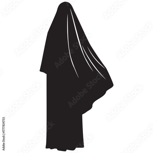 Mysterious veiled figure casting a shadow, perfect for cultural or conceptual themes, originally a vector